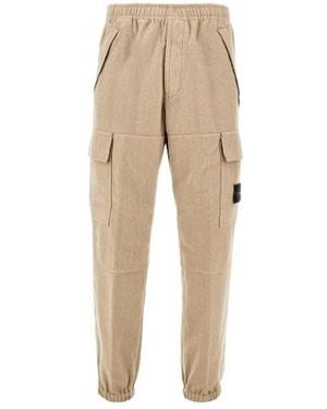 Stone Island Elastic-Waist Athletic Pants - Natural