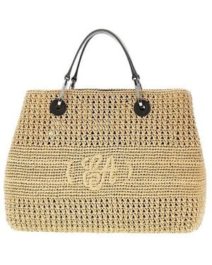 Emporio Armani Perforated Logo Tote Bag - Metallic