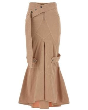 Blumarine Canvas Paneled Long Skirt - Natural