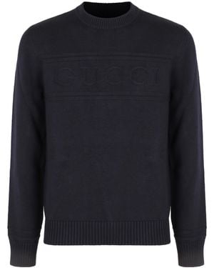 Gucci Logo Detailed Knit Jumper - Blue