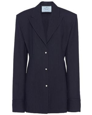 Prada Pinstripe Single-Breasted Shirt Jacket - Blue