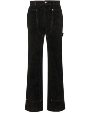 Stella McCartney Velvet Denim Workwear Straight Trousers - Black