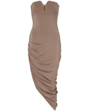 Nensi Dojaka Asymmetric Draped Cocktail Dress - Brown