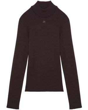 Courreges Logo-Embroidered Ribbed-Knit Jumper - Purple