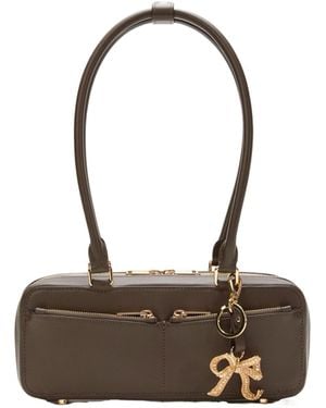 Self-Portrait Leather Baguette Shoulder Bag - Brown