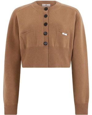 Elisabetta Franchi Ribbed-Knit Crew-Neck Top - Brown