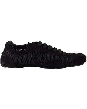 Prada Mesh-Panelled Lace-Up Trainers - Black