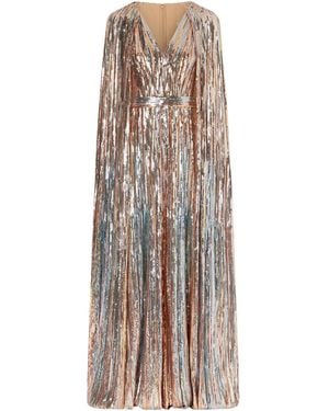 Elie Saab Cape-Effect Sequined Tulle Gown - Natural
