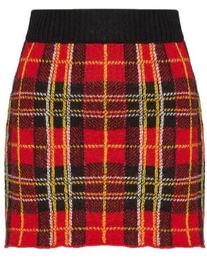 RED Valentino Plaid Mini Skirt - Red