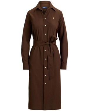 Polo Ralph Lauren Polo Pony Long-Sleeved Dress - Brown