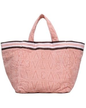 V73 Debossed Logo-Print Beach Bag - Pink
