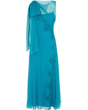 Alberta Ferretti Abito Lungo In Seta Azzurro - Blue