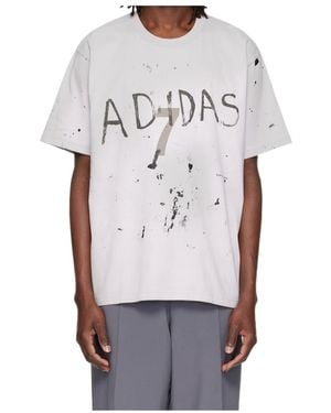 Song For The Mute X Adidas 007 Logo-Print Paint-Splatter T-Shirt - White