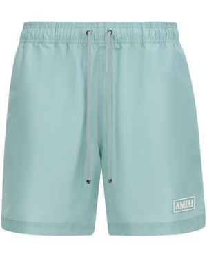 Amiri Logo-Patch Swim Shorts - Blue