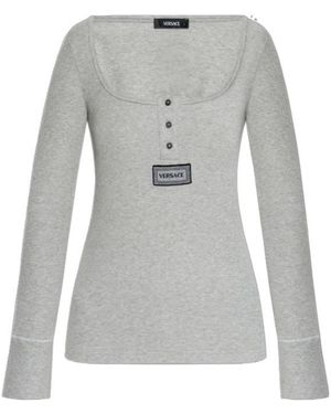 Versace Ribbed Lingerie Top - Grey