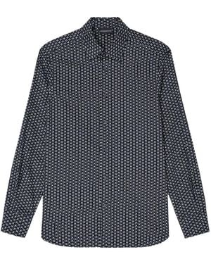 Emporio Armani Printed-Pattern Stretch Shirt - Blue
