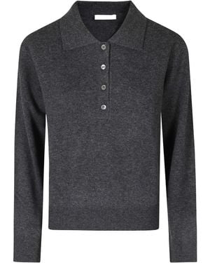 Low Classic Long-Sleeve Collared Knit Top - Black