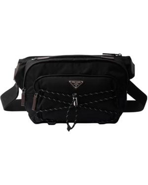 Prada Speedrock Re-Nylon And Leather Shoulder Bag - Black