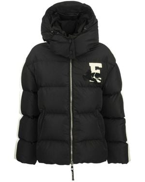 Etro Colour Block Down Jacket With Logo - Black