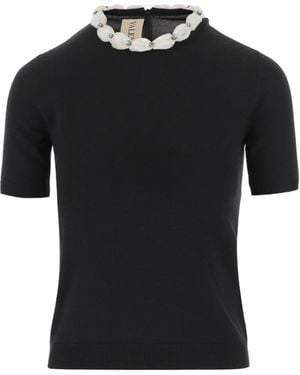 Valentino Short-Sleeved Sweater - Black