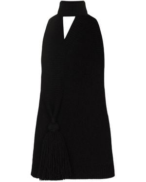 Bottega Veneta Wraparound Neck Tassel Embellished Top - Black