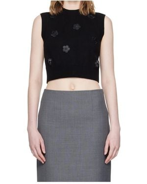 Cecilie Bahnsen Floral-Appliqué Vest - Black