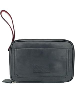 Bally Logo Zipper Clutch - Black