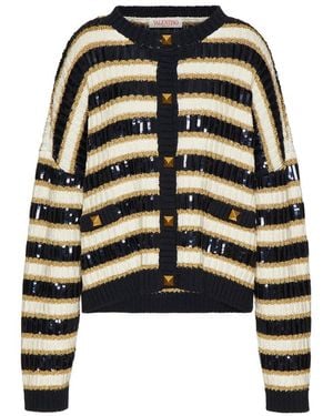Valentino Rockstud Long-Sleeved Cardigan - Black