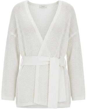 Herno Long-Sleeved Crocheted Cardigan - White