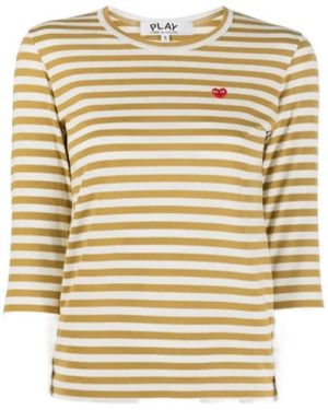 COMME DES GARÇONS PLAY Striped Long-Sleeve T-Shirt - Natural