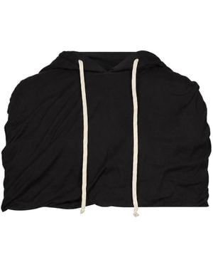 Rick Owens Cropped Drawstring Hoodie - Black