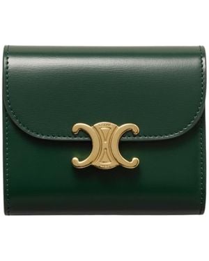 Celine Small Triomphe Flap Wallet - Green