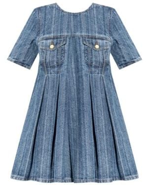 Ganni Denim Open-Back Mini Dress - Blue