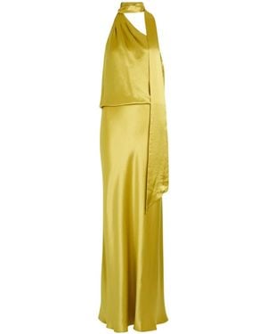 STAUD Estelle Scarf-Effect Satin Maxi Dress - Metallic