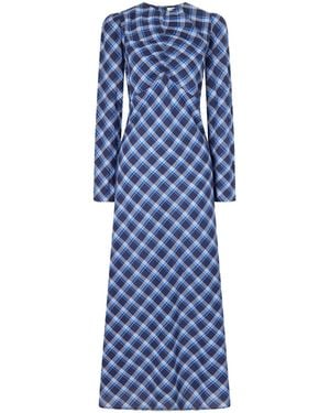 Doen Vintage Printed Long-Sleeve Maxi Dress - Blue
