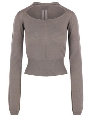Rick Owens Slashed Cropped Jumper - Grey