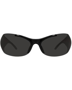 Balenciaga Eyewear Wraparound Frame Sunglasses - Black