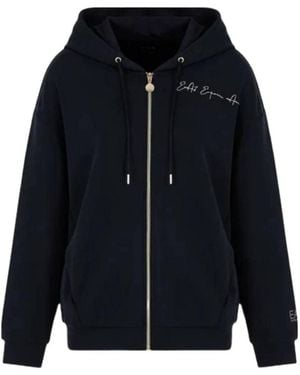 EA7 Logo Hooded Zipper Sweatshirt - Blue