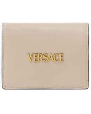 Versace Logo Compact Wallet - Natural