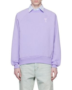 Ami Paris Ami De C Ur Round Neck Jumper - Purple