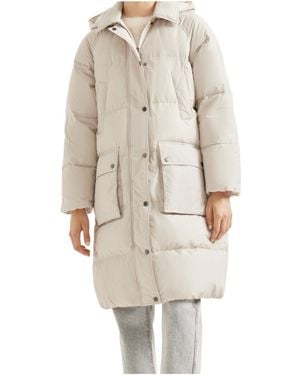Brunello Cucinelli Zipped Hooded Quilted Coat - Natural
