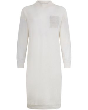 Peserico Tricot Long Sleeved Midi Dress - White