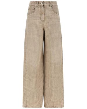 Brunello Cucinelli Monile-Detail Wide Barrel Jeans - Natural