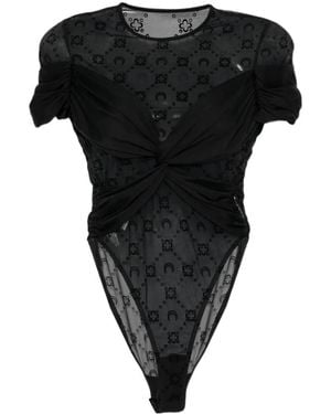 Marine Serre Draped Jersey Bodysuit - Black