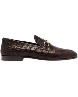 SCAROSSO Alessandro Embossed Slip-On Loafers - Brown