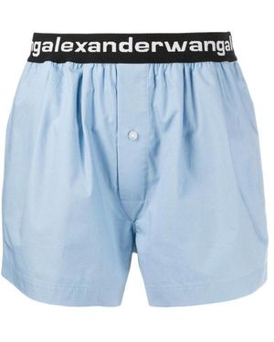 T By Alexander Wang Logo Stretch Waist Shorts - Blue