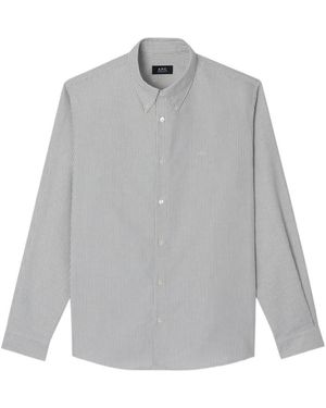 A.P.C. Striped Long-Sleeve Shirt - Gray