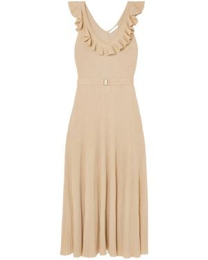 Zimmermann Ruffled Ribbed Midi Dress - Natural