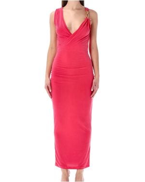 Balmain Halterneck Draped Long Dress - Pink