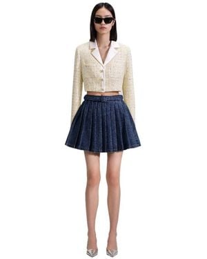 Self-Portrait Cropped Bouclé Jacket - Blue